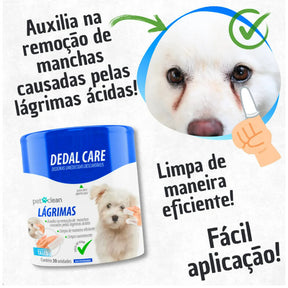 Dedeiras Umedecidas Limpa Lágrimas Pet Clean Dedal Care – 30 Unidades