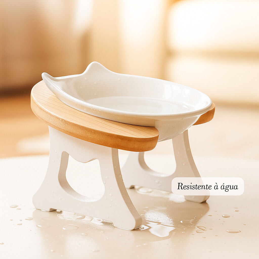 Comedouro de Porcelana Elevado para Gatos – Melhora a Digestão e Reduz Refluxo – Lupzy™