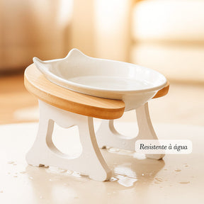 Comedouro de Porcelana Elevado para Gatos – Melhora a Digestão e Reduz Refluxo – Lupzy™