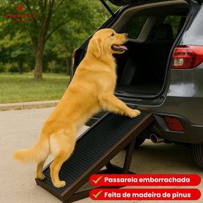 Rampa Pet Ajustável Antiderrapante em Madeira de Pinus – Duty™ | Para Cama e Sofá com Segurança