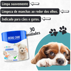 Dedeiras Umedecidas Limpa Lágrimas Pet Clean Dedal Care – 30 Unidades