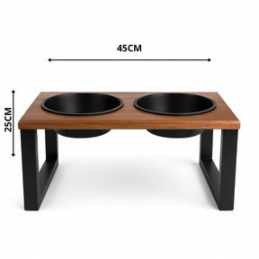 Comedouro Duplo com Tampa Hermética em Madeira Maciça – ForPatas™ | Design Moderno e Funcional