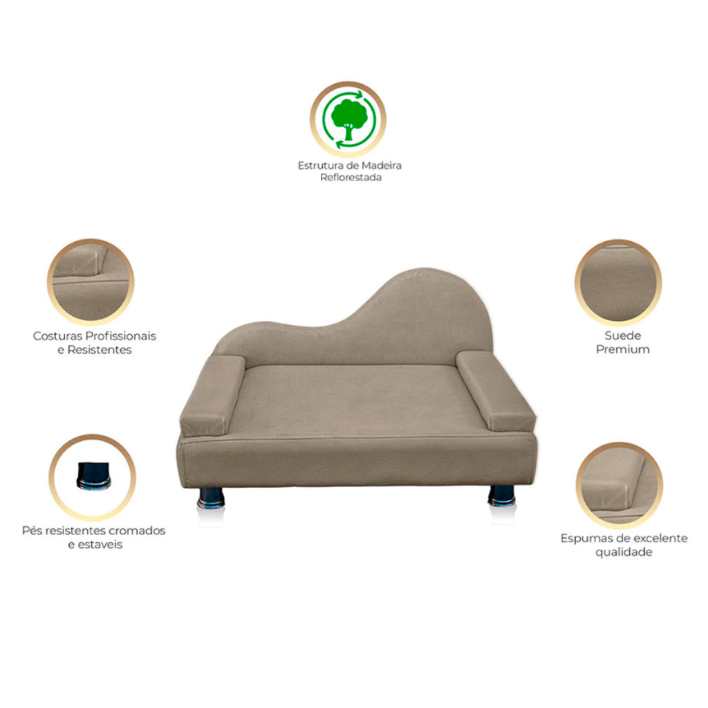 Caminha Mini Sofá Pet em Suede para Cães e Gatos – Lupzy™ | Conforto Luxo para Pequeno Porte