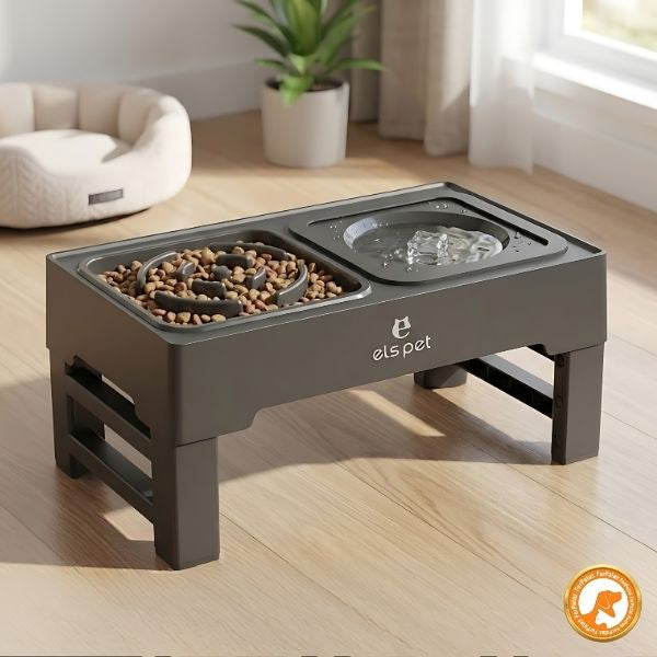 Alimentador Premium Elevado, Ajustável e Multifuncional com Comedouro Lento - Furrish™