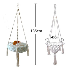 Cama Suspensa Artesanal para Gatos Estilo Rede – Snouty™ | Conforto Natural e Descanso Elevado
