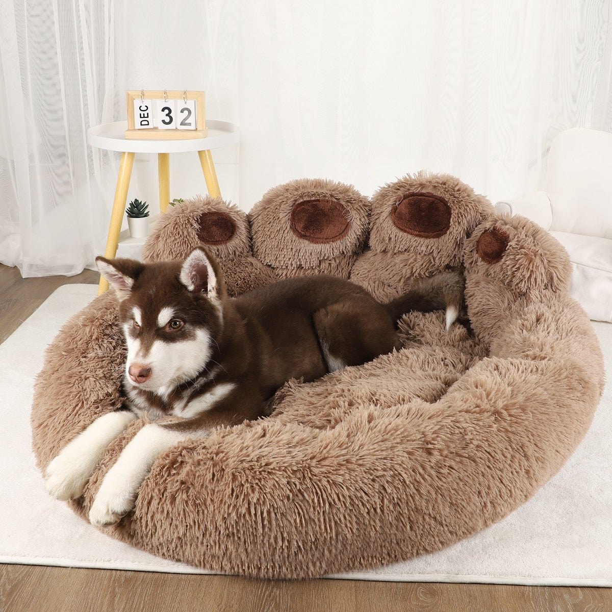 Cama Pet Pawzy™ – Formato de Pata para Conforto e Carinho do Seu Pet