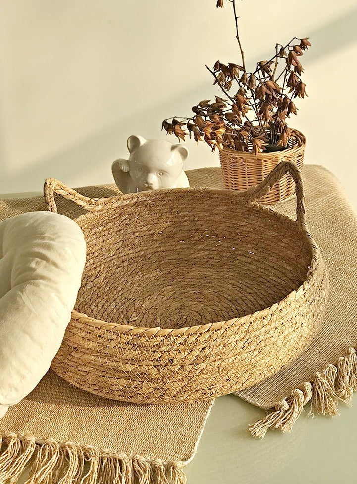 Cama Cesto para Gatos em Fibra Natural com Almofada – Snouty™ | Aconchego, Estilo e Conforto Natural