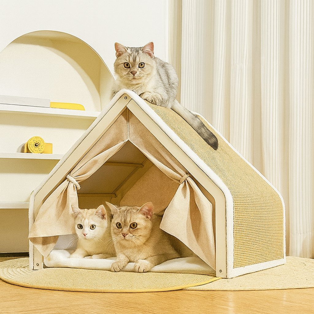 Casinha Arranhador WoodHome™ – Conforto + Enriquecimento Ambiental