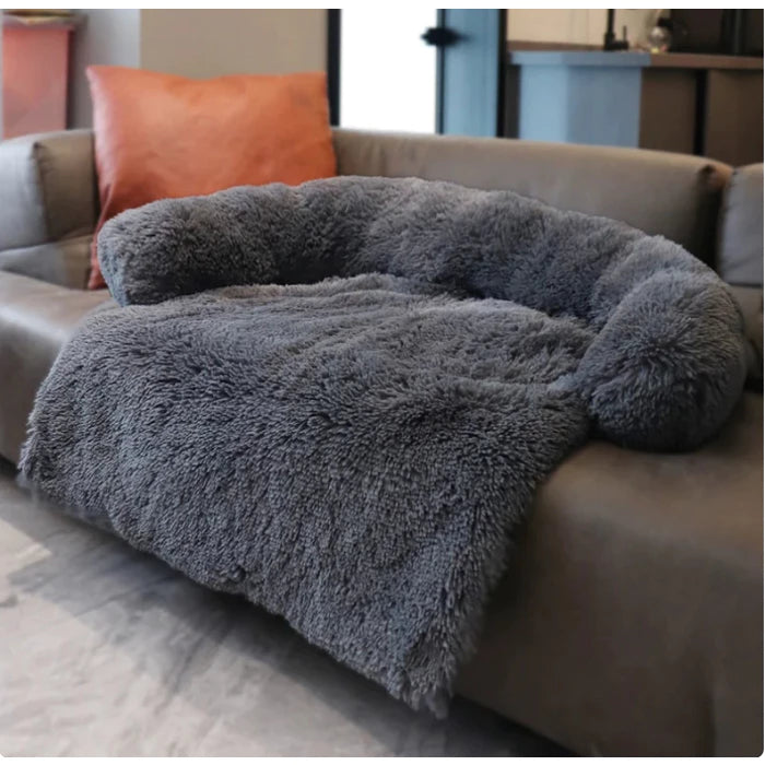 Cama Sofá de Pelúcia Lavável Antiestresse para Cachorro e Gato Médio CozyNest™