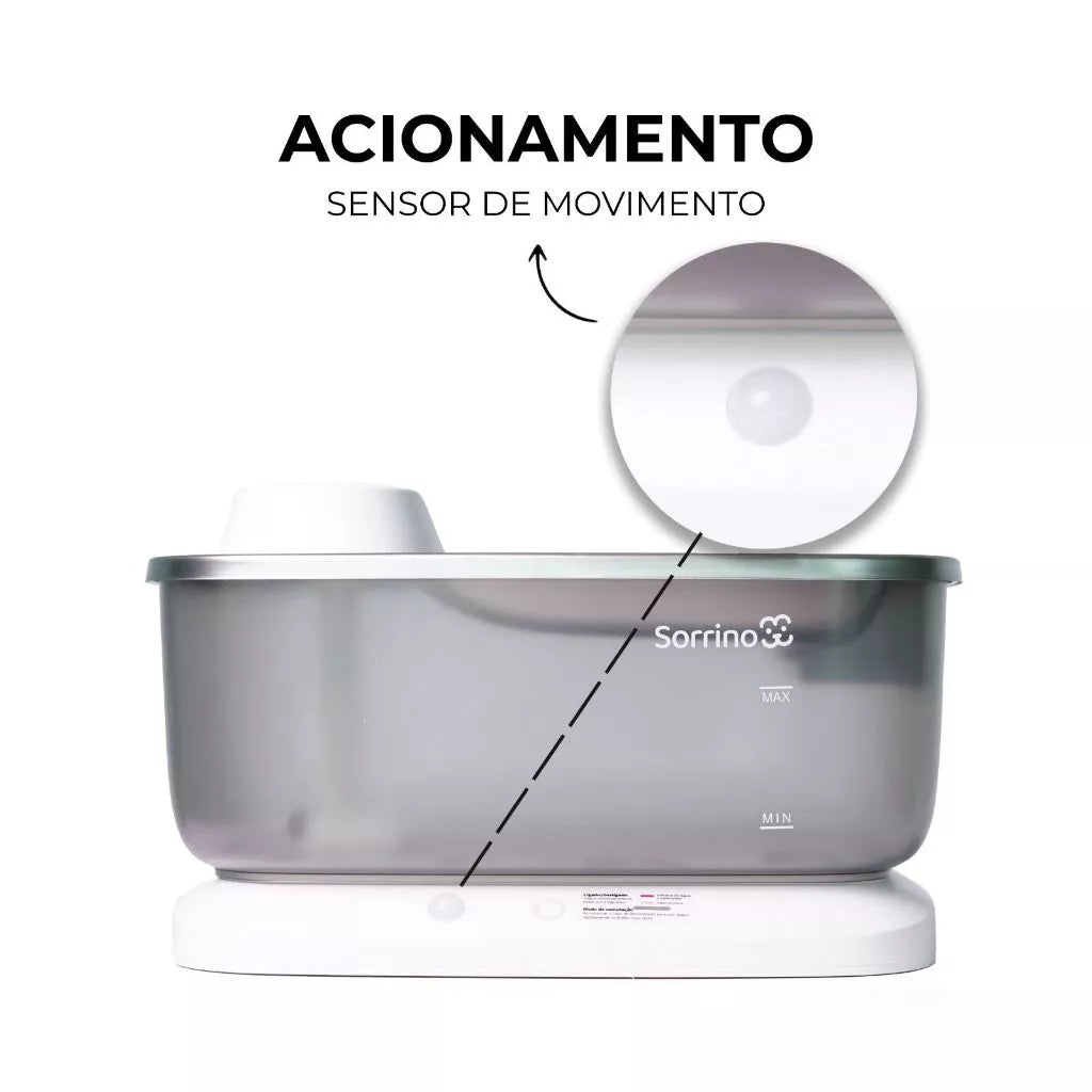 Bebedouro Automático 7L com Sensor Elevado Sem Fio para Cachorro e Gato Aço Inox Sorrino