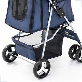 Carrinho Pet Dobrável Grande com Ventilação e Freio para Cachorro e Gato TravelGo™