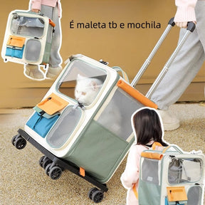Carrinho Bolsa Mochila Mala de Transporte Pet para Viagem Cabine – TravelSafe™ | Conforto e Segurança até 15kg