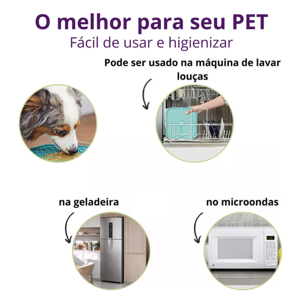 Tapete Comedouro De Lamber Para Cães Gatos Com Ventosa Pet