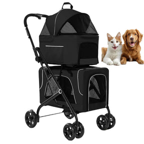 Carrinho Passeio Dobrável 3 em 1 até 30kg com Freio e Cinto para Cachorro e Gato Bluesky™