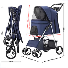 Carrinho Pet Dobrável Grande com Ventilação e Freio para Cachorro e Gato TravelGo™