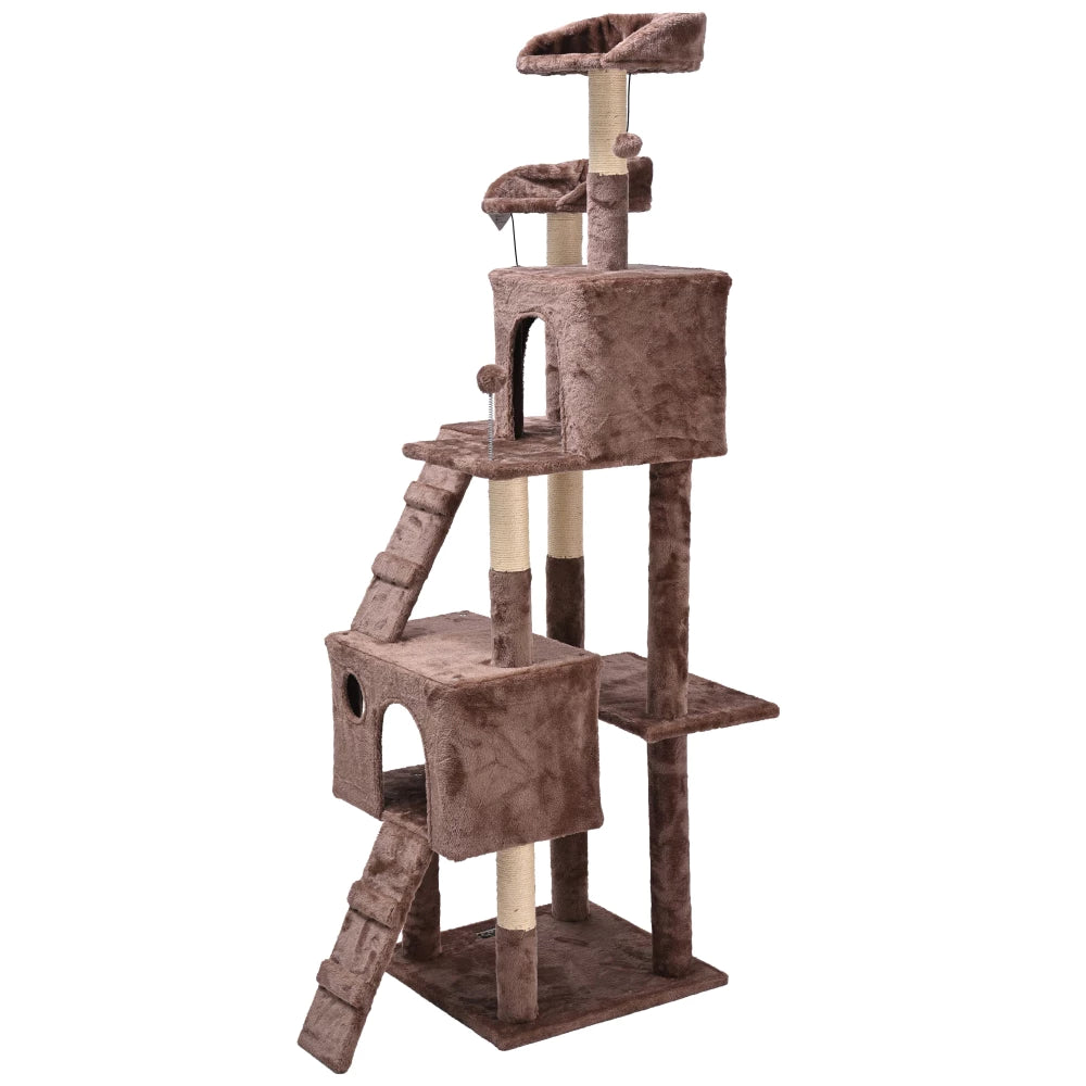 Arranhador Torre Multinível Luxuoso com Casas e Poleiros para Cachorro e Gato 175cm Grupo Melinda™