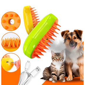 3 em 1 Escova a Vapor Para Gatos e Cães Autolimpante Massagem Remover de Pêlos Recarregável USB