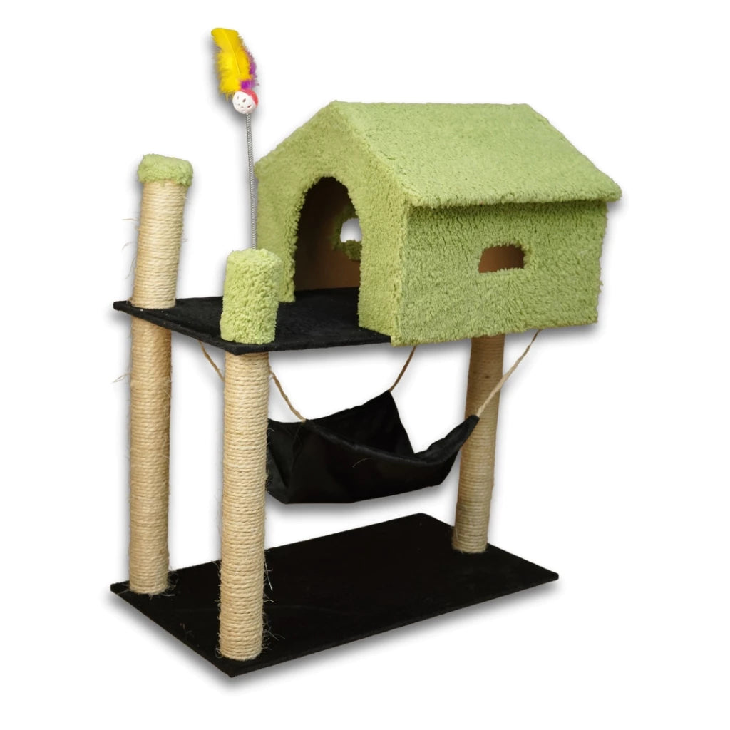 Arranhador para Gatos com Casinha e Playground Completo – Snouty™ | Diversão, Proteção e Aconchego Diário