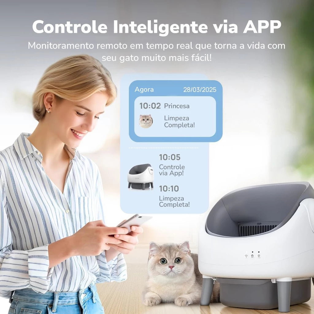 Caixa de Areia Autolimpante com App e Controle Inteligente para Gato Newpet™