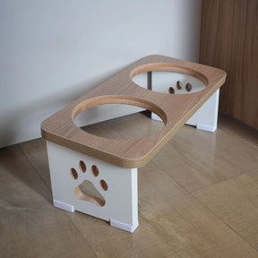 Comedouro Duplo Elevado Ergonômico em MDF 15mm com Tigela Inox ou Porcelana para Cachorro e Gato Madeccor™