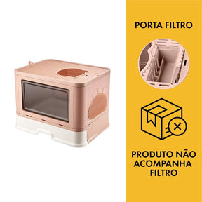 Caixa de Areia Premium Fechada com Entrada Superior e Arranhador – Snouty™ | Mais Limpeza e Zero Odor
