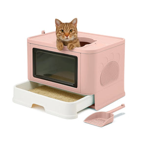 Caixa de Areia Premium Fechada com Entrada Superior e Arranhador – Snouty™ | Mais Limpeza e Zero Odor