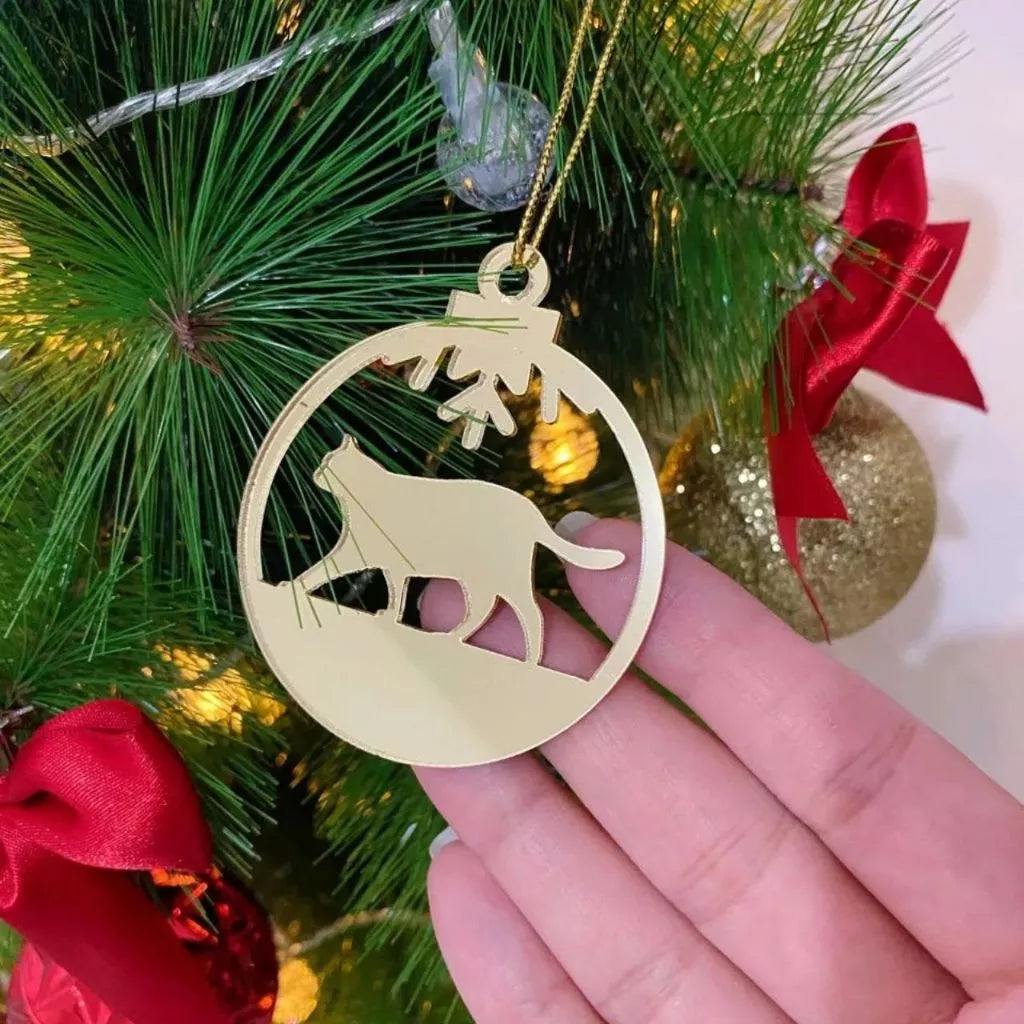 Enfeite de Natal em Acrílico Dourado Espelhado para Árvore Natalina