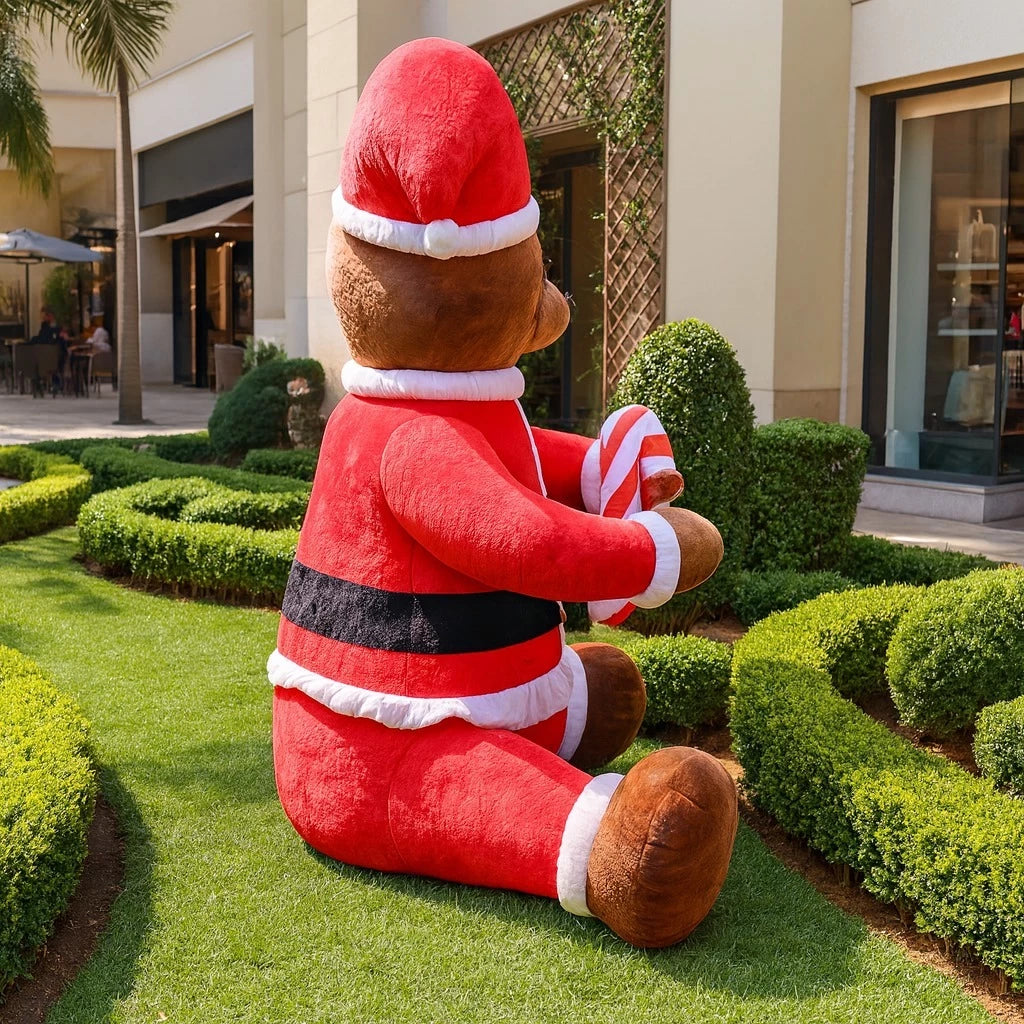 Urso Noel Inflável Gigante 3m com Luzes LED e Inflador Embutido Bivolt GlowBear™