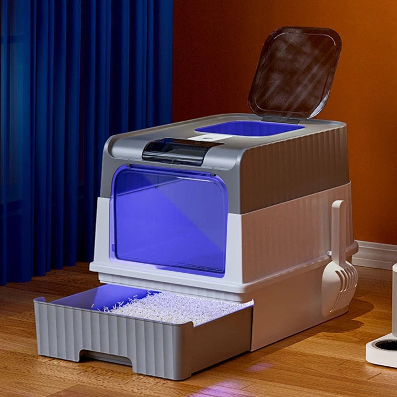 Caixa de Areia Fechada Antiodor com UV Sanitizante e Filtro Carvão para Gato SmartClean™
