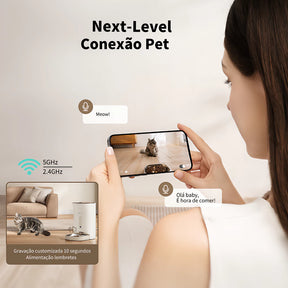 Comedouro Automático com Câmera 2K e Controle por App para Cachorro e Gato Amicura™