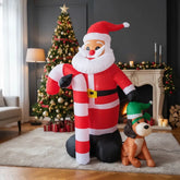 Papai Noel Inflável Gigante 2m com Cachorro LED Bivolt para Jardim e Varanda