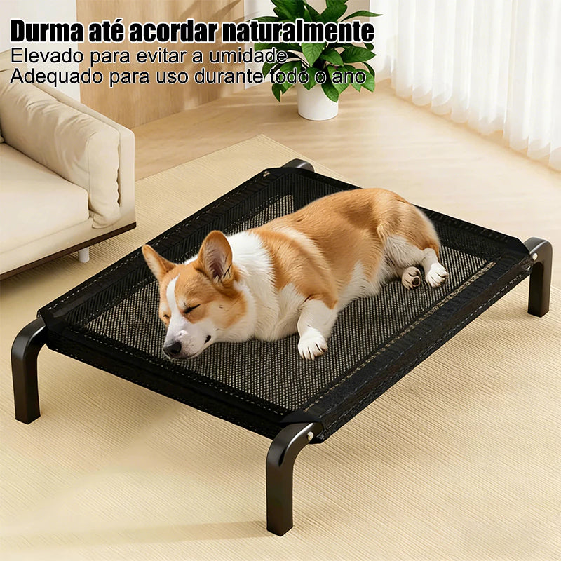 Cama Pet Suspensa Impermeável Elevada para Verão e Viagem – CoolLift™ Conforto Respirável até 80kg