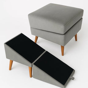 Rampa Escada Vira Puff Pet 2em1 em Suede Antiderrapante – Snouty™ | Acesso Seguro e Conforto Diário