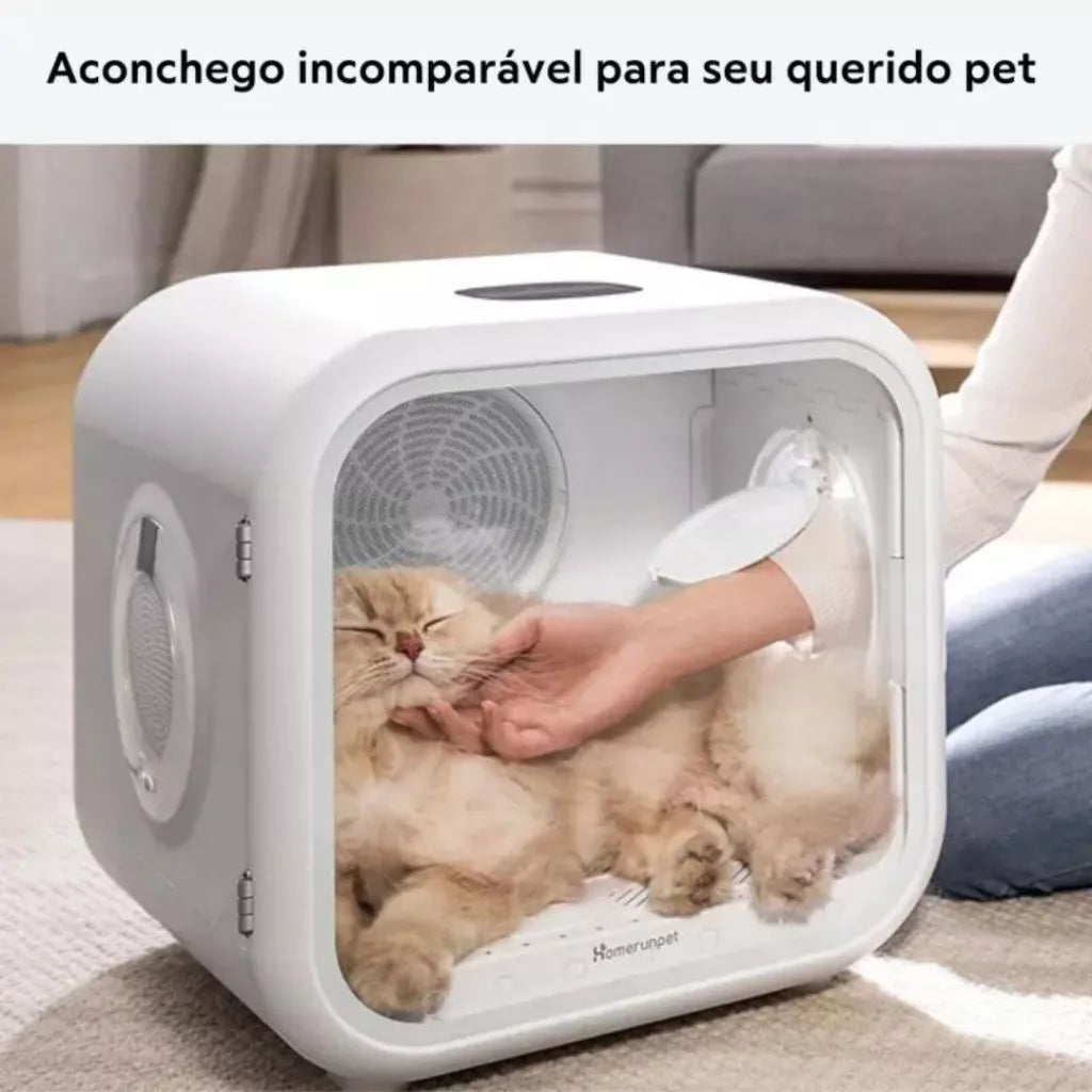 Caixa de Secagem Automática Ultra Silenciosa 360° para Cachorro e Gato 127V SmartDry™