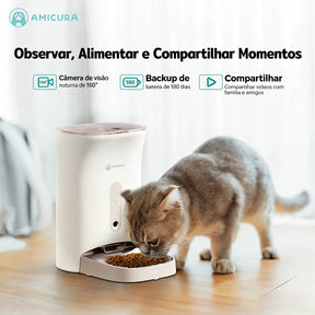 Comedouro Automático com Câmera 2K e Controle por App para Cachorro e Gato Amicura™