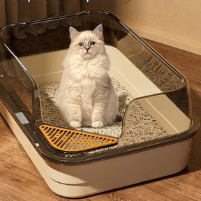 Caixa de Areia Semi Fechada Extra Grande para Gato com Pazinha Higiênica 60cm MeowSpace™