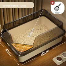 Caixa de Areia Semi Fechada Extra Grande para Gato com Pazinha Higiênica 60cm MeowSpace™