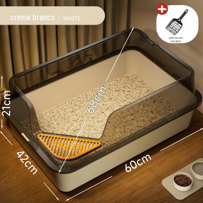 Caixa de Areia Semi Fechada Extra Grande para Gato com Pazinha Higiênica 60cm MeowSpace™