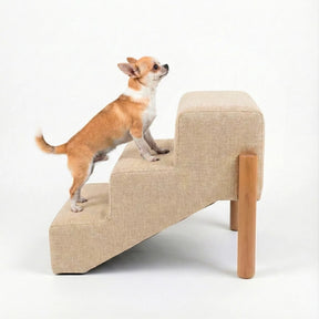 Escada Pet Linho com Pés de Madeira Antiderrapante para Cachorro e Gato até 40kg StepComfort™