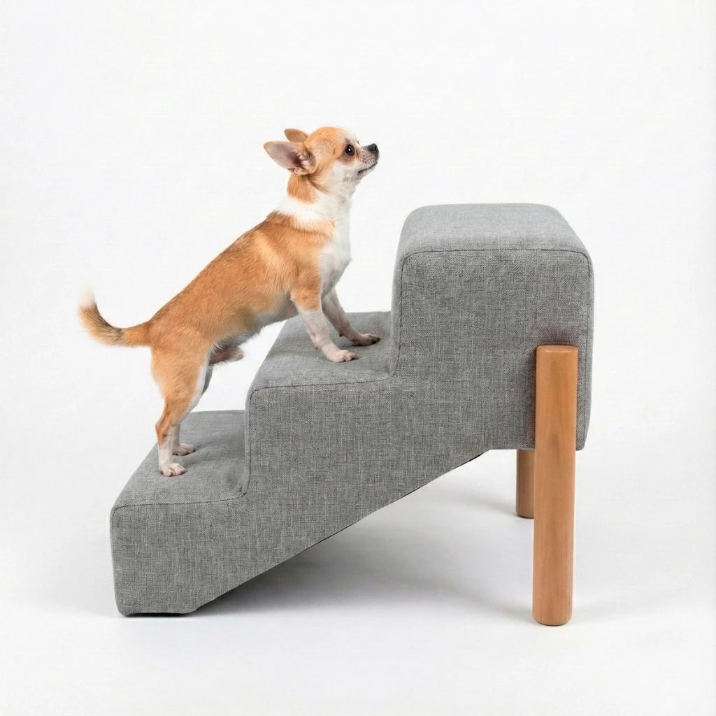Escada Pet Linho com Pés de Madeira Antiderrapante para Cachorro e Gato até 40kg StepComfort™