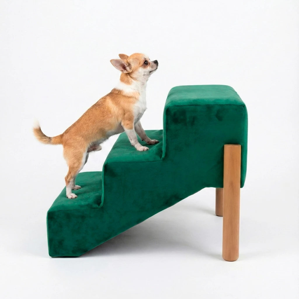 Escada Pet Linho com Pés de Madeira Antiderrapante para Cachorro e Gato até 40kg StepComfort™