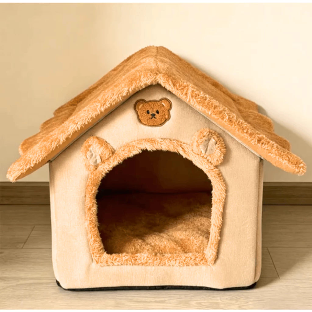 Cama Casinha Toca de Pelúcia Lavável para Cães e Gatos – Snouty™ | Aconchego e Proteção em Cada Descanso