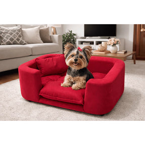 Poltrona Pet Estofada em Madeira Maciça para Cachorro e Gato com Almofada Lavável CozyWood™