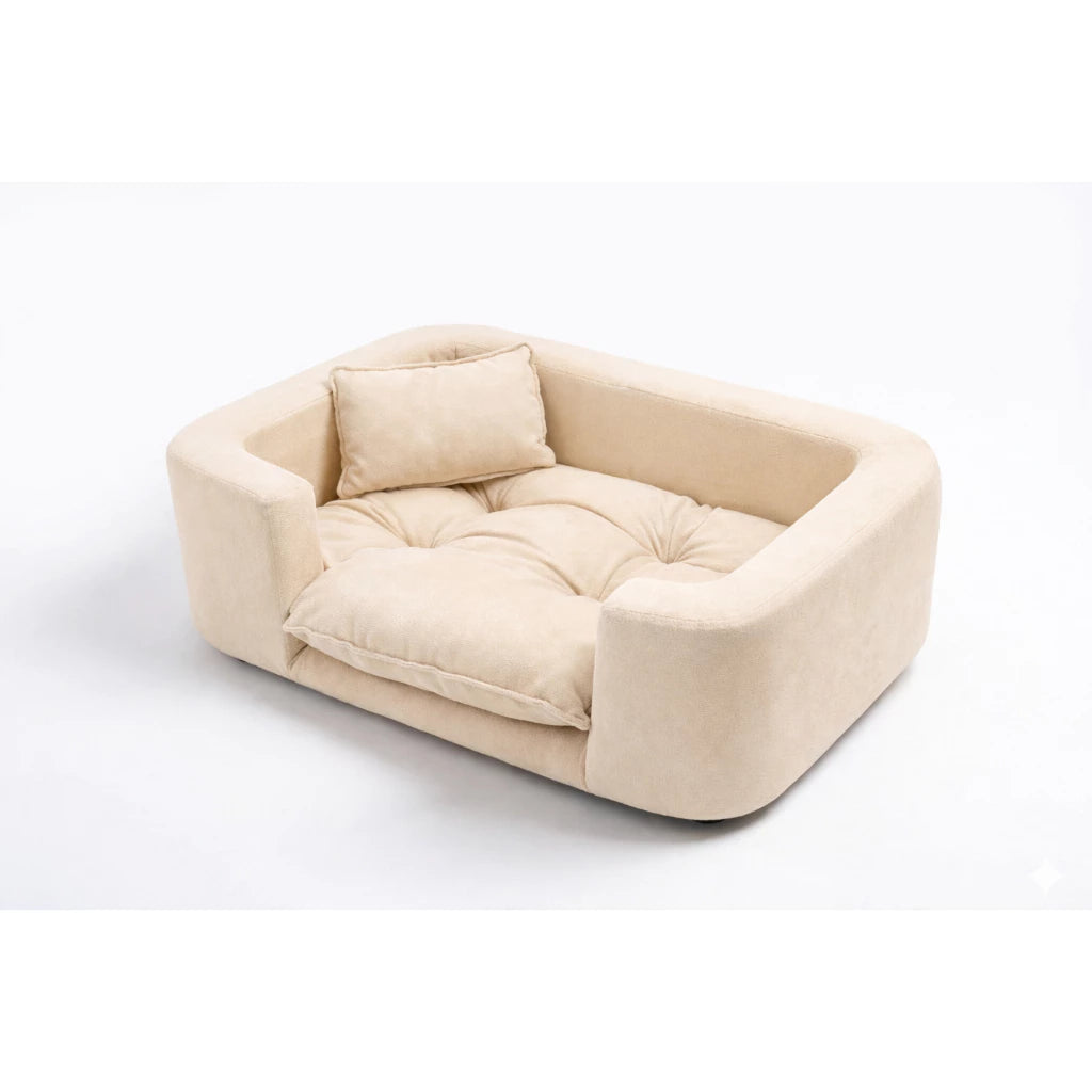 Poltrona Pet Estofada em Madeira Maciça para Cachorro e Gato com Almofada Lavável CozyWood™