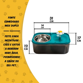 Fonte Bebedouro Elevada Automática Inox 3L para Cães e Gatos – Hydropet™ | Hidratação Saudável e Conforto Diário