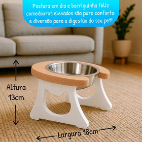 Comedouro Elevado Ergonômico com Tigela Inox 250ml para Gatos e Pets Pequenos Bowli™