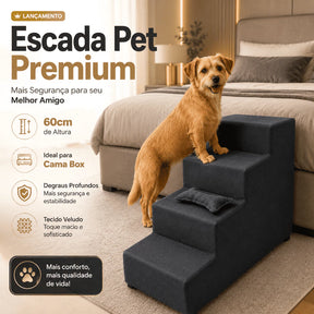 Escada 4 Degraus 60cm Antiderrapante para Cachorro e Gato Acesso à Cama e Sofá Snouty™