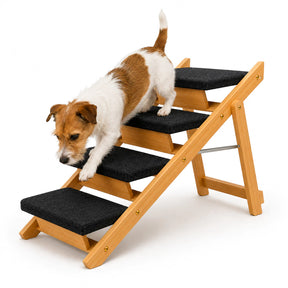 Escada Dobrável Antiderrapante 4 Degraus para Cachorro e Gato até 50kg em Madeira Stepzy™