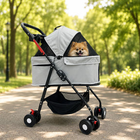Carrinho Dobrável Ventilado com Porta-Copos para Cachorro e Gato até 15kg Shark Blue