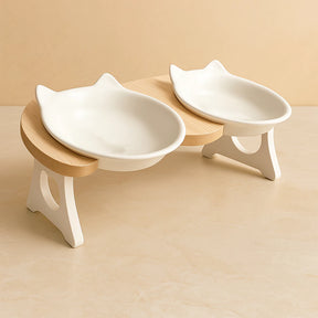 Comedouro Elevado Ergonômico com Tigelas de Porcelana para Cachorro e Gato Newlly™